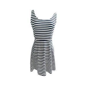 Divided Striped Sleeveless Fit and Flare Dress Size 4